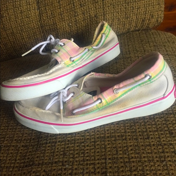 Sperry Women's Plaid Flats - Pink and Cream - Picture 1 of 4